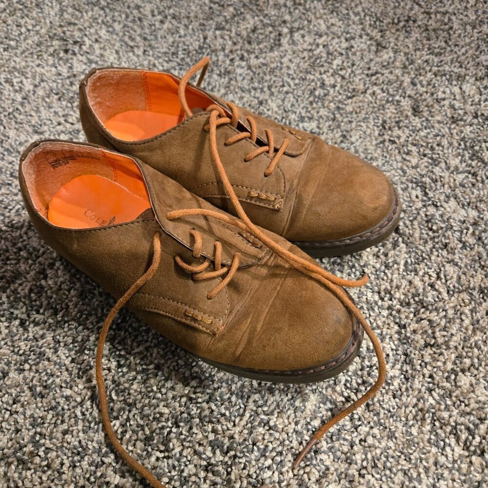 Cole Haan Shane Faux Suede Oxford Shoes Cognac Brown Boys 1